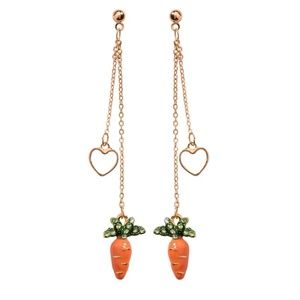 Orange Carrot Heart Dainty Drop Cartoon Earrings